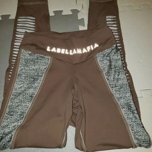 Labellamafia Animal Print Brown Neutral Pants S